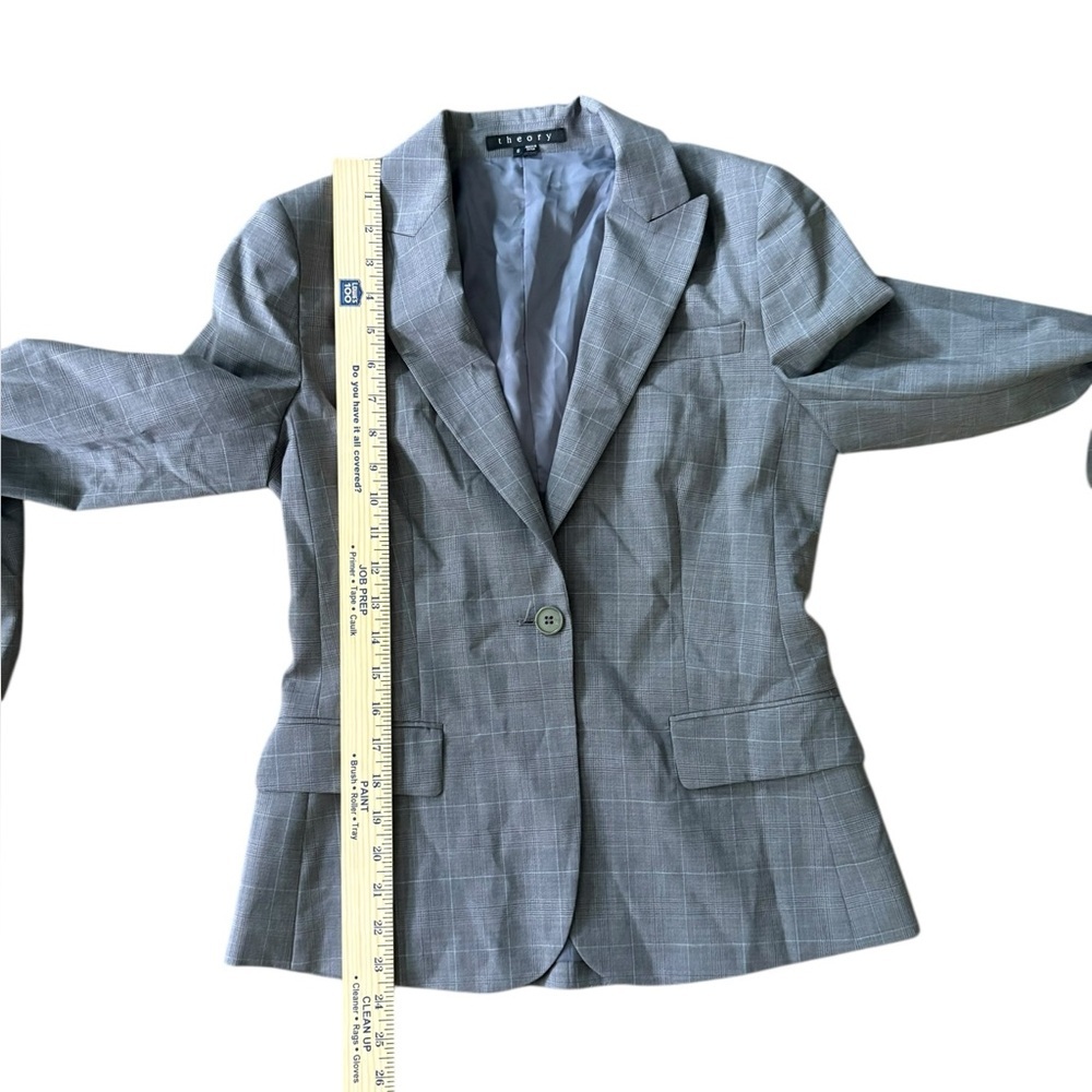 Theory Gray Wool Fully Lined Button Blazer Jacket… - image 3